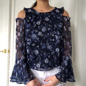 Hollister Floral Cold-shoulder Blouse